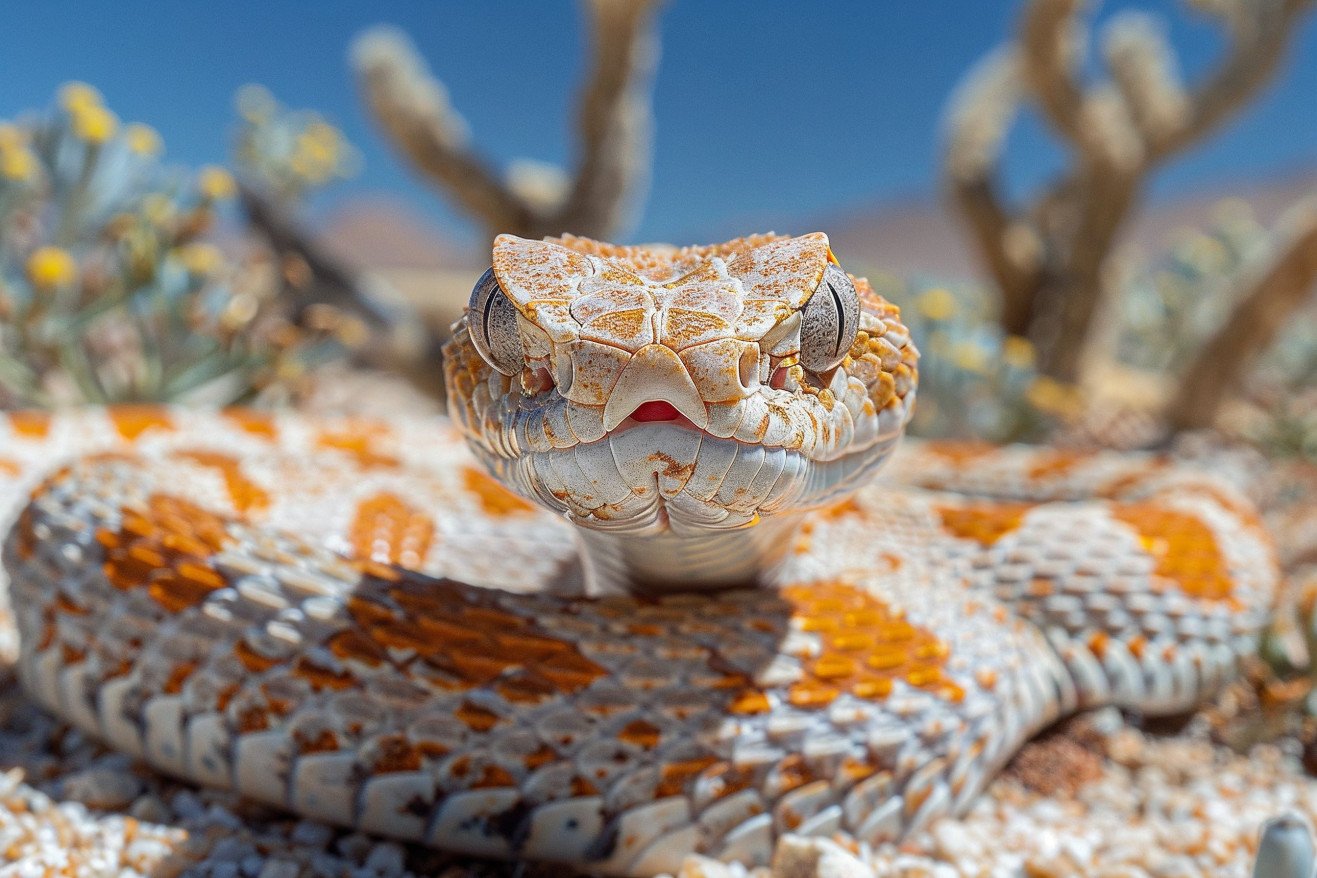 Hognose Snake with upturned snout in its natural desert habitat