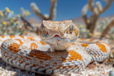 Hognose Snake with upturned snout in its natural desert habitat